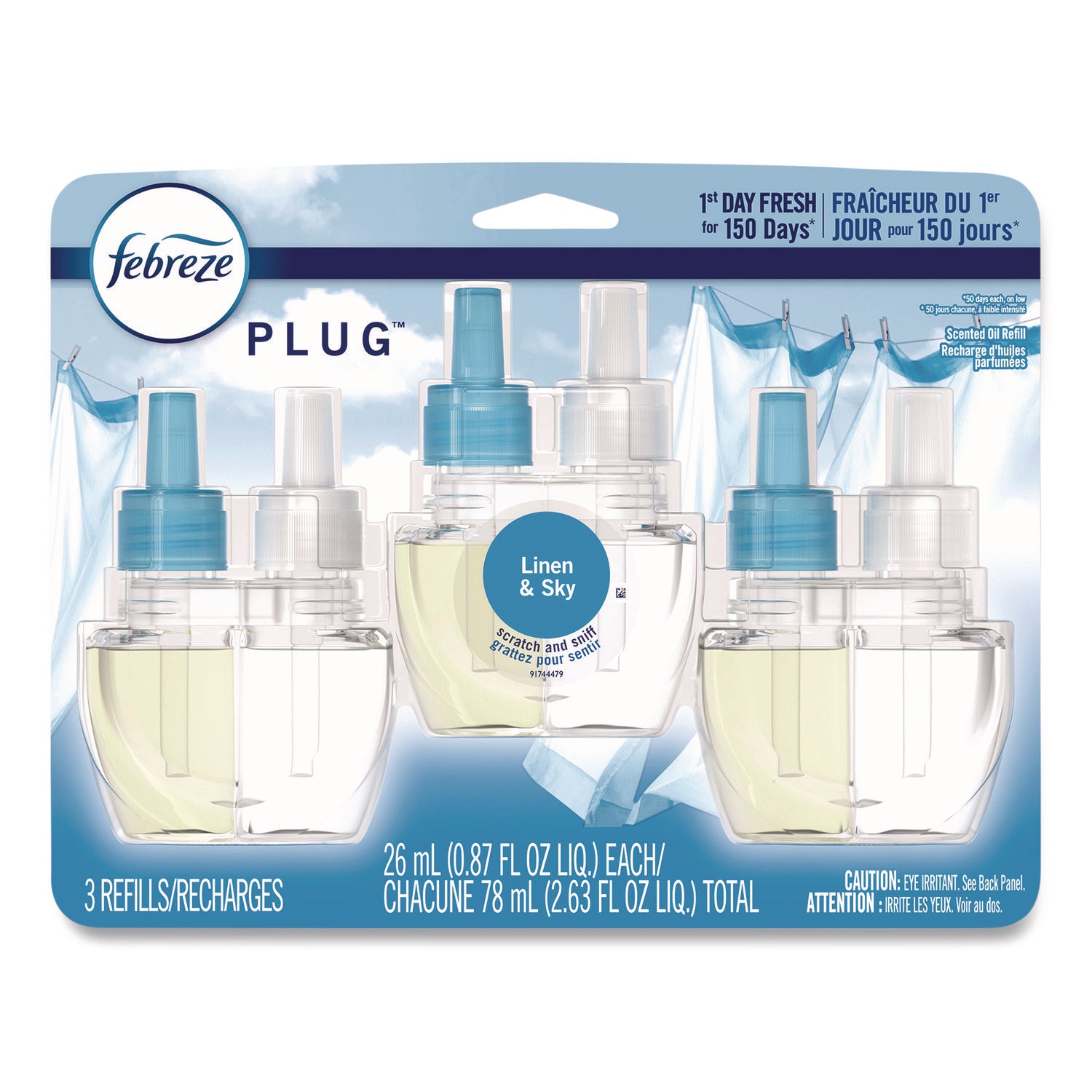 Febreze® PLUG Air Freshener Refills, Linen and Sky, 0.87 oz, 3/Pack