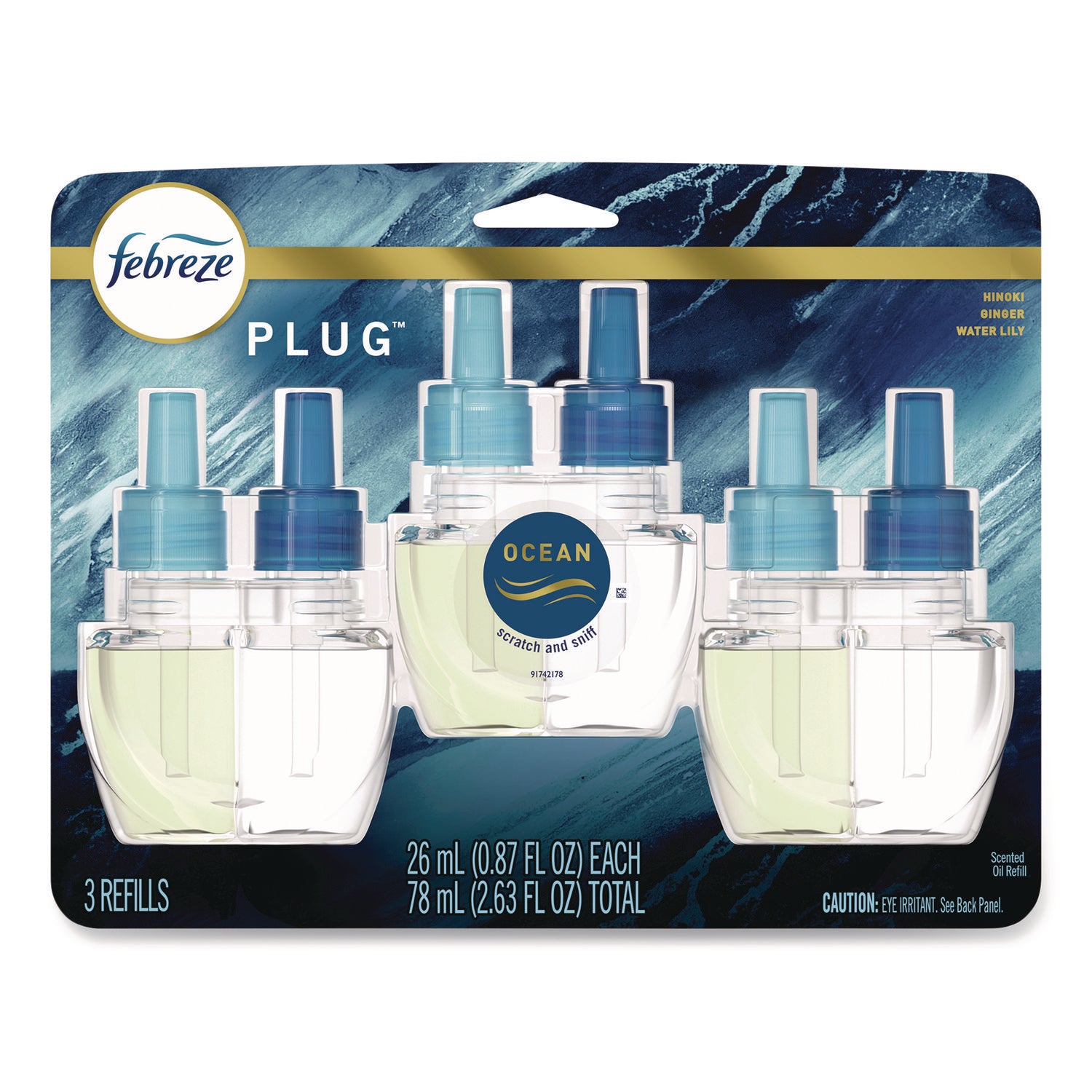 Febreze® PLUG Air Freshener Refills, Ocean, 0.87 oz, 3/Pack