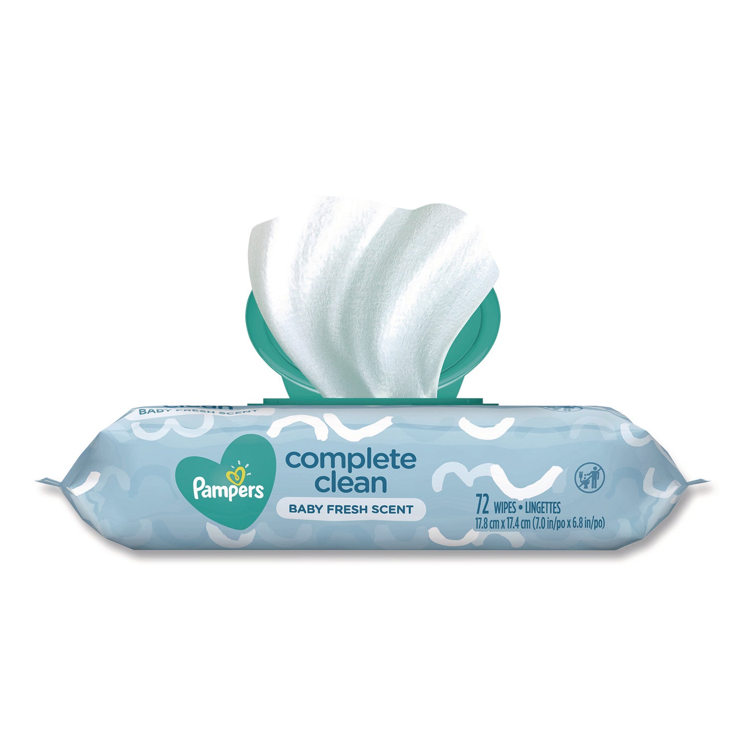 Pampers® Complete Clean baby Wipes, 1-Ply, 6.8 x 7, Baby Fresh, White, 72/Pack