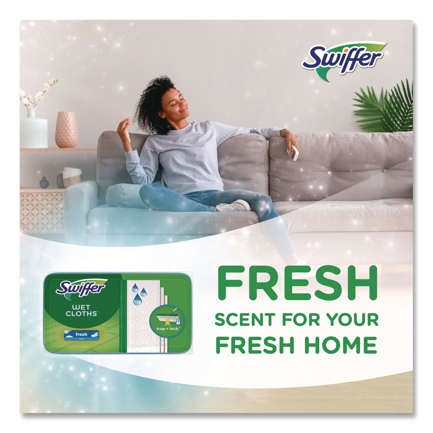 Swiffer® Wet Refill Cloths, Fresh Scent, 10 x 8, White, 24/Box