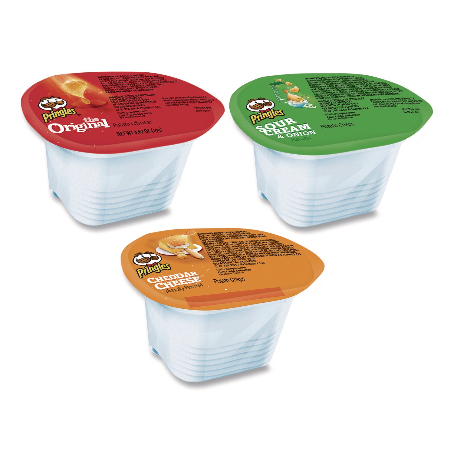 Pringles® Variety Pack Potato Chips, Sour Cream and Onion/Cheddar Cheese/Original, 0.67 oz/0.74 oz Cans, 72/Carton