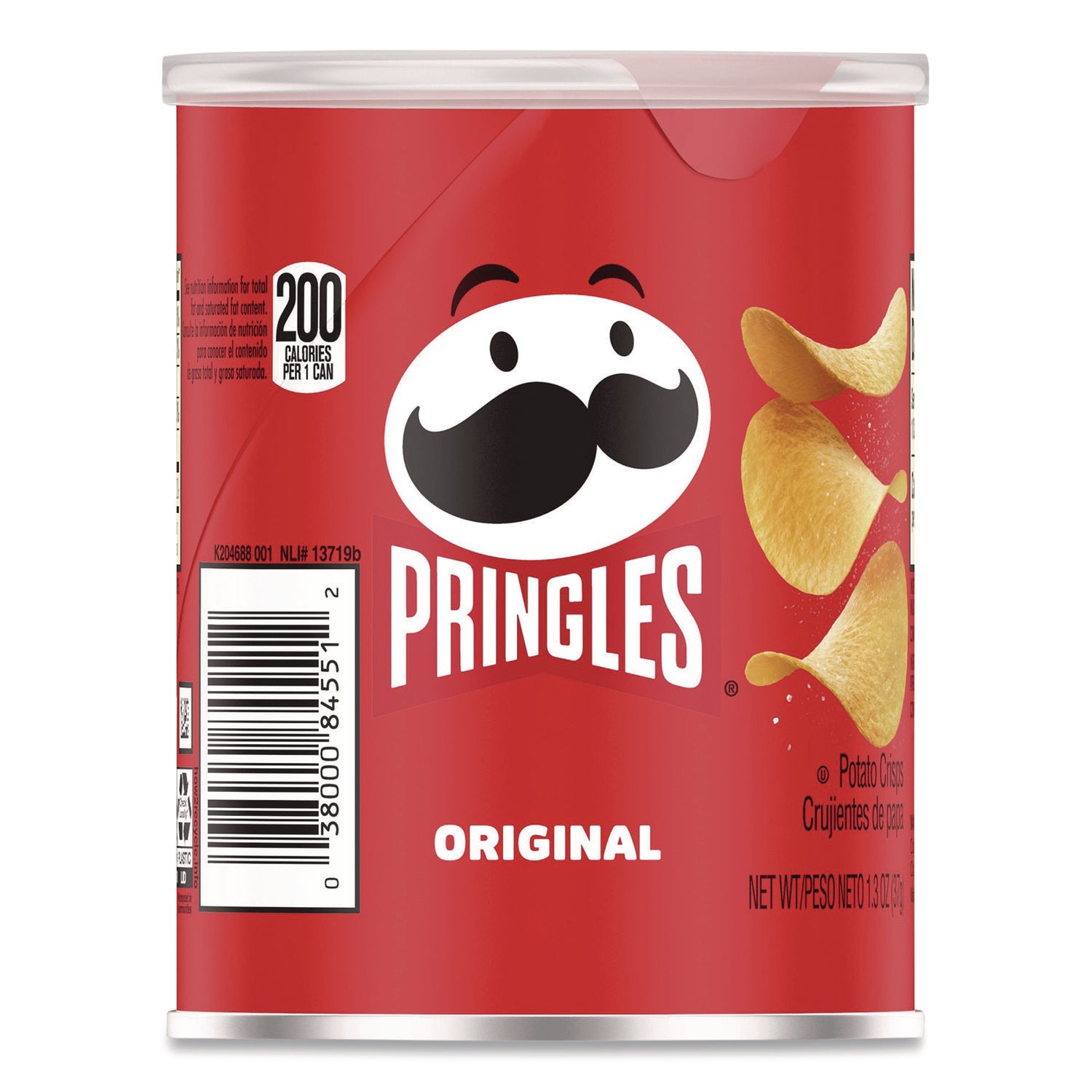 Pringles® Potato Chips, Original, 1.3 oz Can, 12/Box