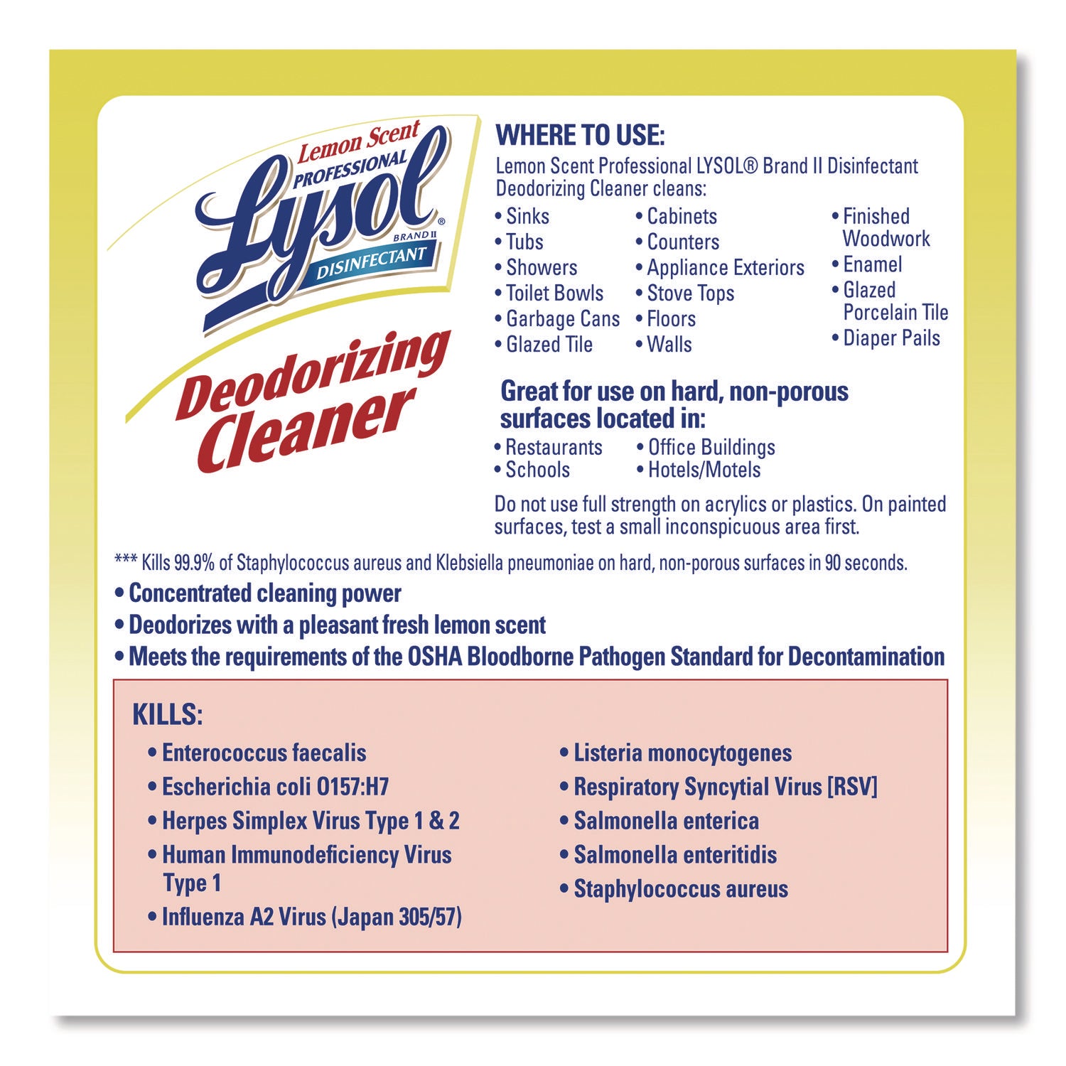 Professional LYSOL® Brand No-Rinse Sanitizer Concentrate, Unscented, 128 oz Bottle