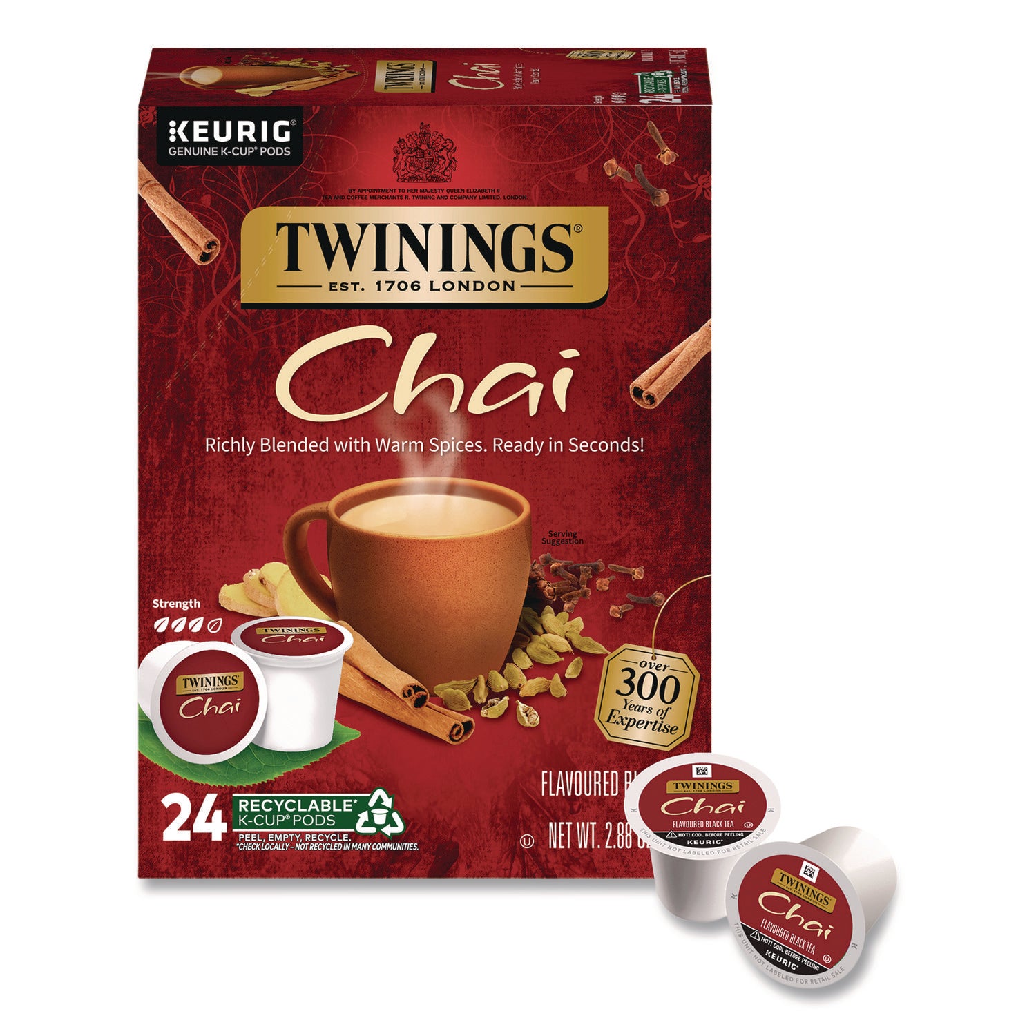 TWININGS® Tea K-Cups, Chai, 0.12 oz, 24/Box