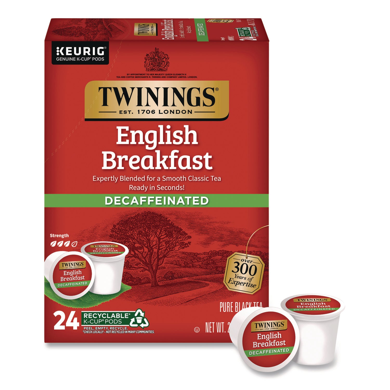 TWININGS® Tea K-Cups, English Breakfast Decaf, 0.11 oz, 24/Box