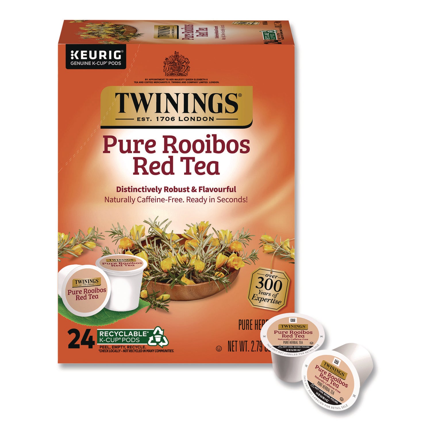 TWININGS® Tea K-Cups, Pure Rooibos Red Tea, 0.12 oz, 24/Box