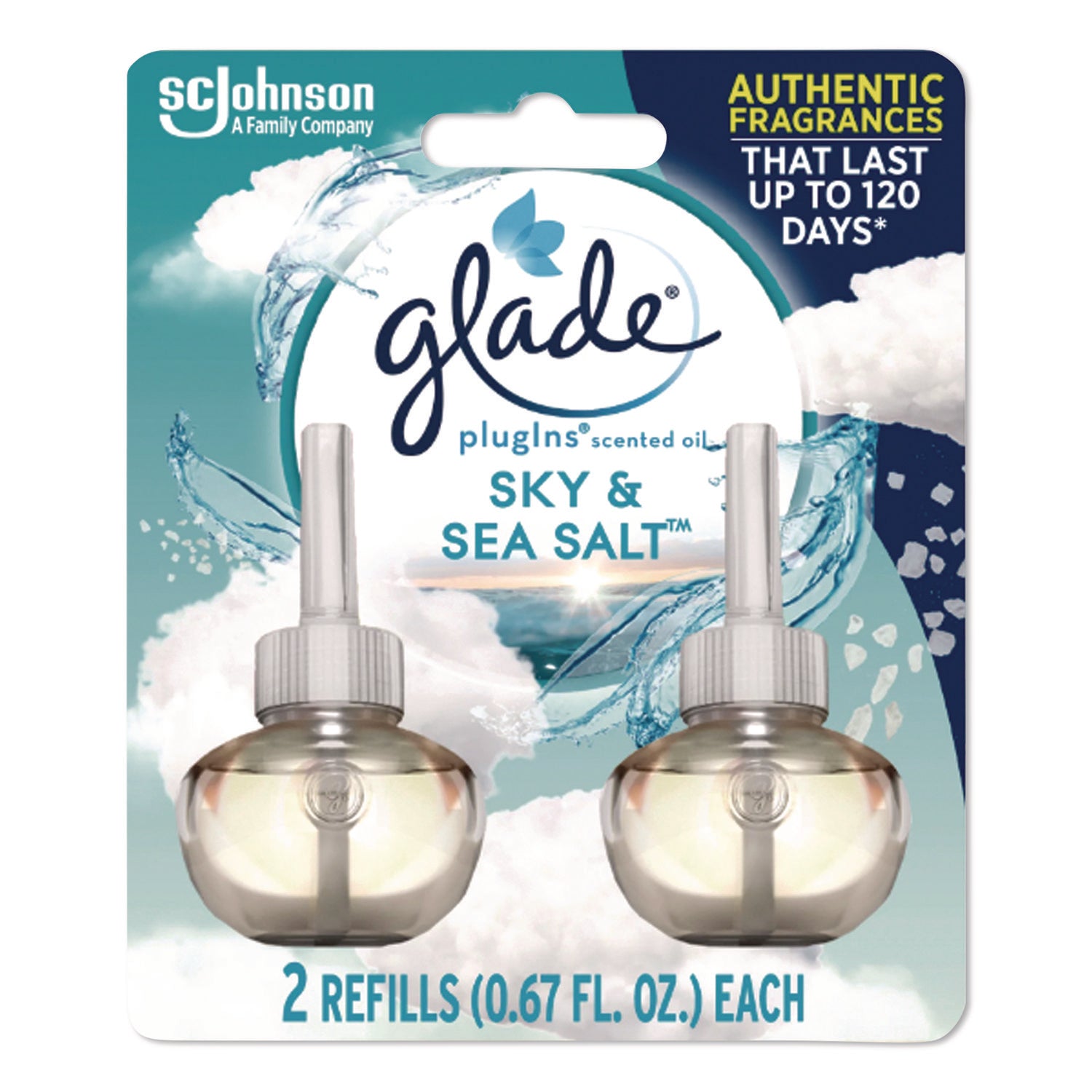 Glade® Plugin Scented Oil Refill, Sky and Sea Salt, 0.67 oz, 2/Pack