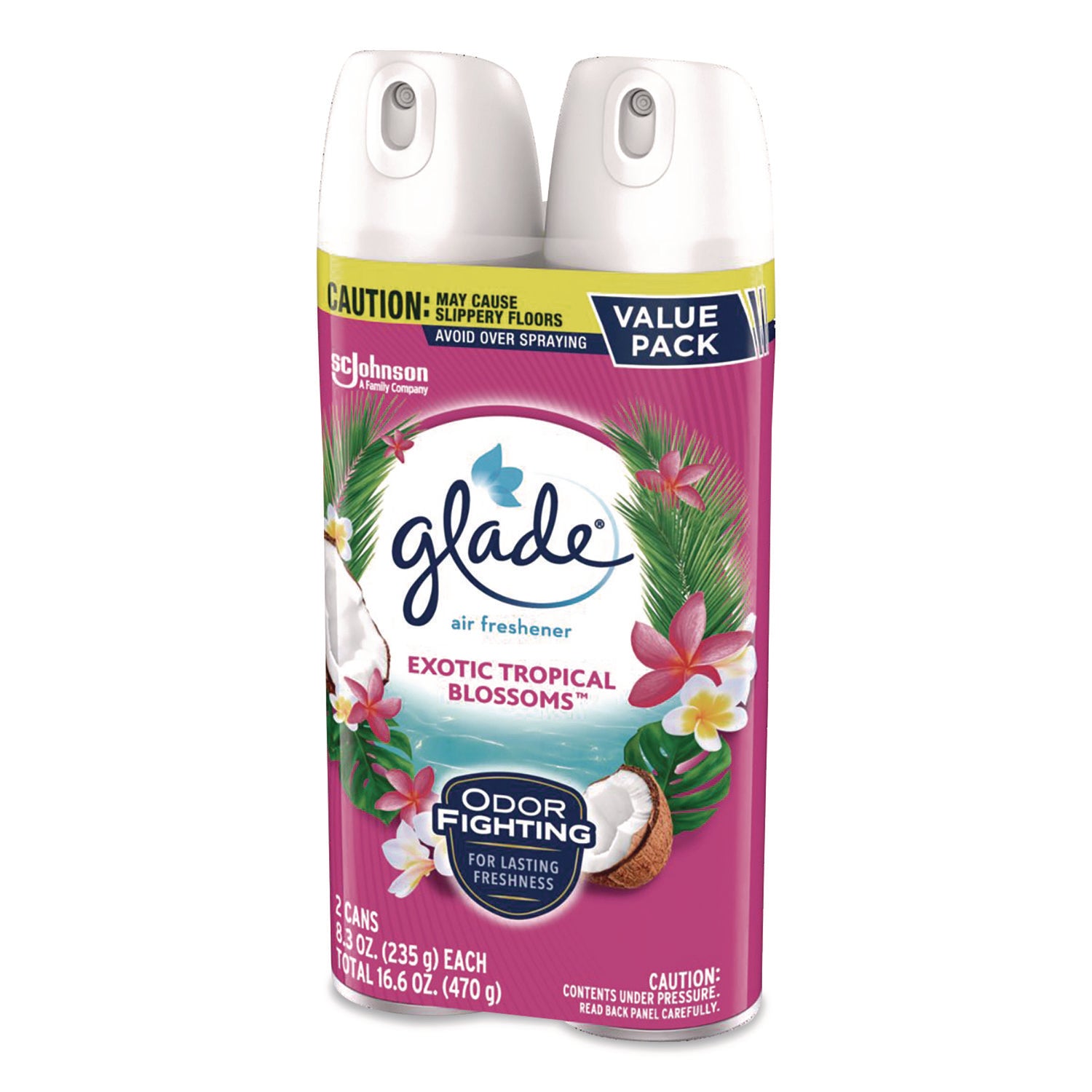 Glade® Air Freshener, Exotic Tropical Blossoms, 8.3 oz Can, 2/Pack