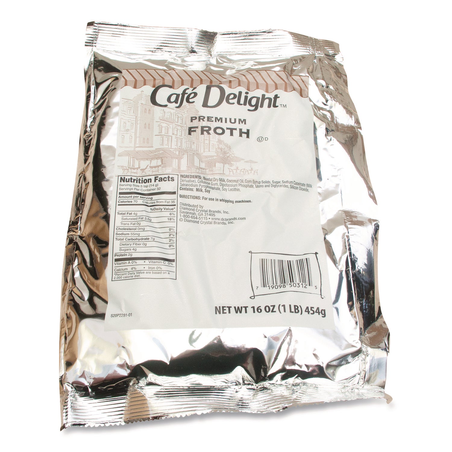 Café Delight Frothy Topping, 16 oz Packet, 12/Carton