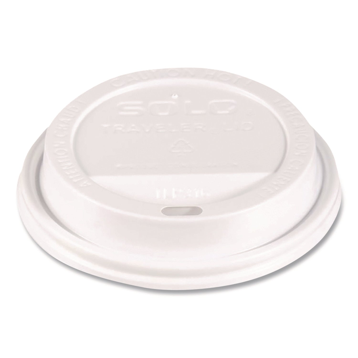 SOLO® Traveler Hot Cup Lids, Fits 12 oz to 16 oz Hot Cups, Plastic, White, 100/Pack