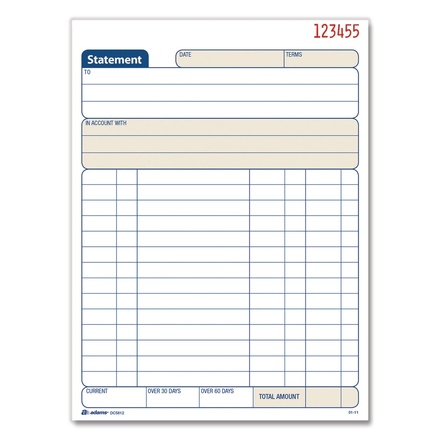 Adams® Multipart Statement Pad, Two-Part Carbonless, 5.56 x 7.94, 50 Sets/Pad, 3 Pads/Pack