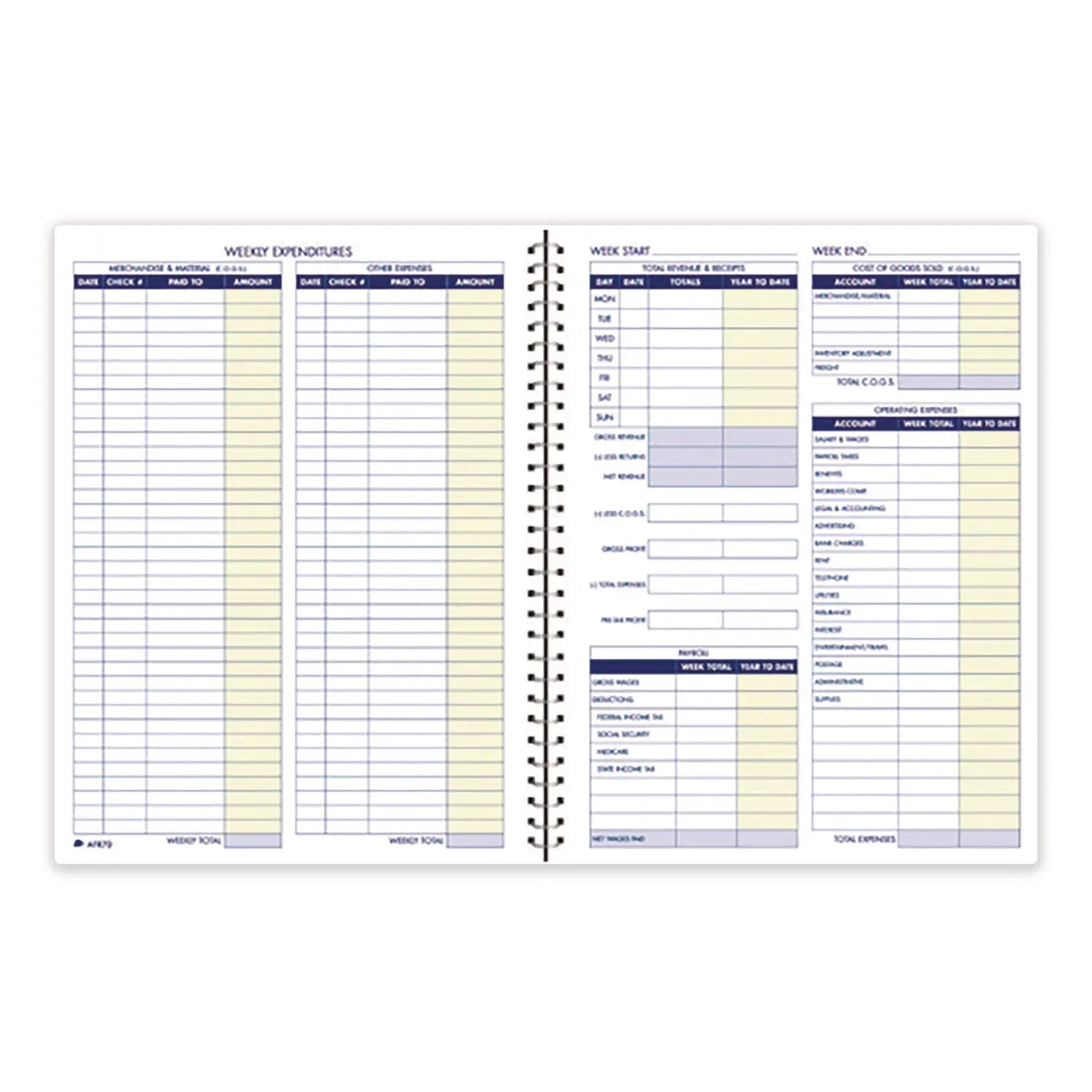 Adams® Weekly Bookkeeping Ledger, Columns Vary By Section, Royal Blue Cover, 11 x 8.5 Sheets, 56 Sheets/Book Adams® Flipcost