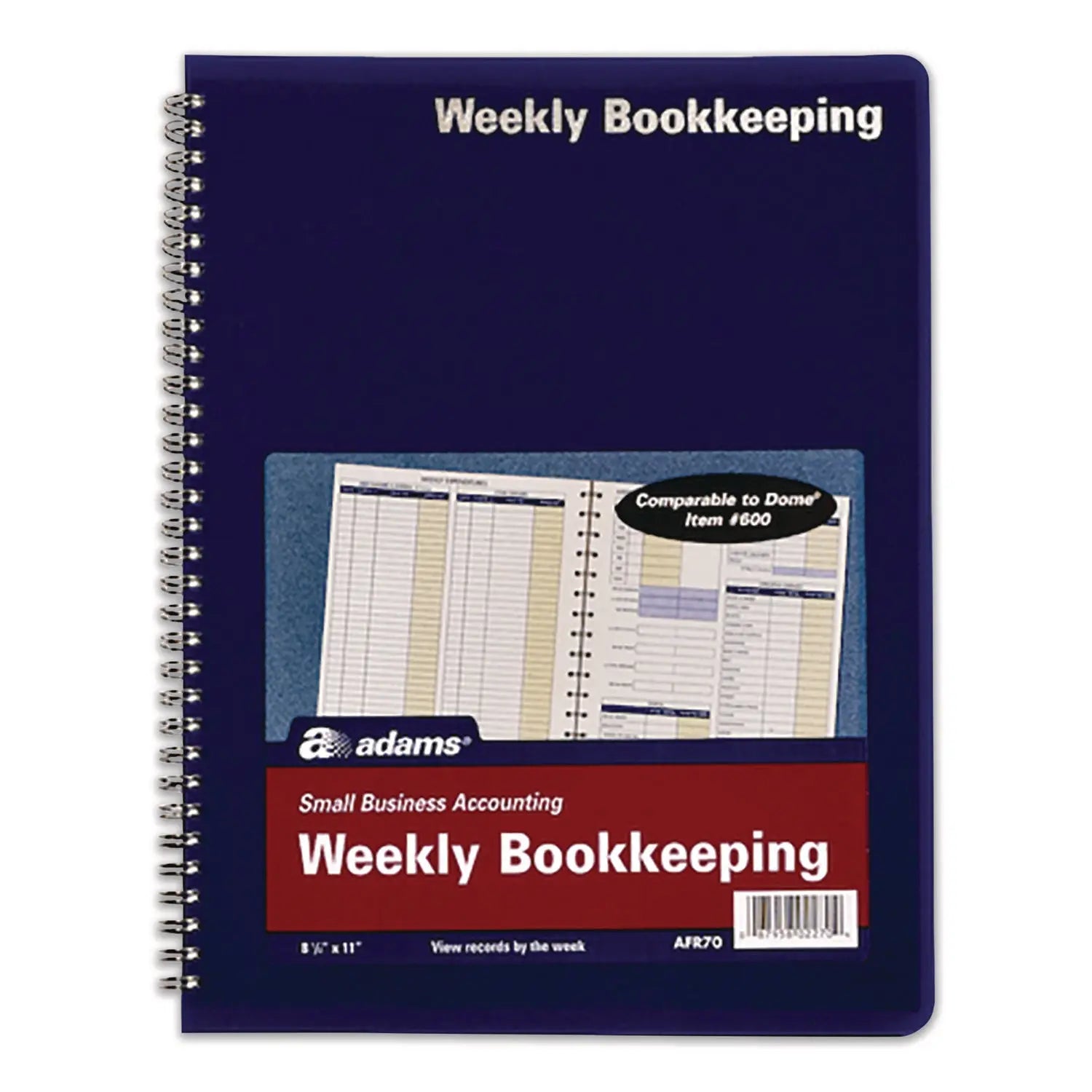 Adams® Weekly Bookkeeping Ledger, Columns Vary By Section, Royal Blue Cover, 11 x 8.5 Sheets, 56 Sheets/Book Adams® Flipcost