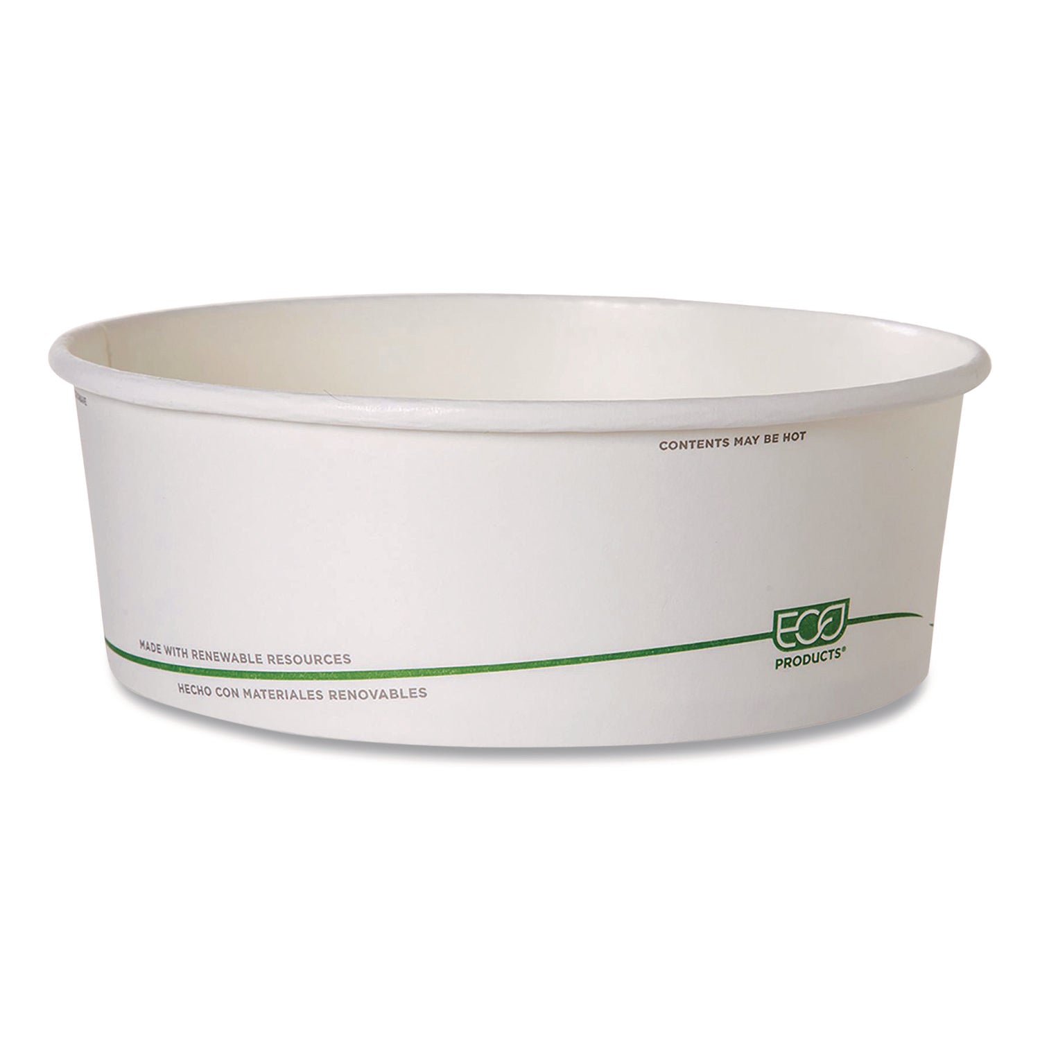 Eco-Products® GreenStripe Paper Food Containers, 7.28" dia x, 2.48", White, 300/Carton