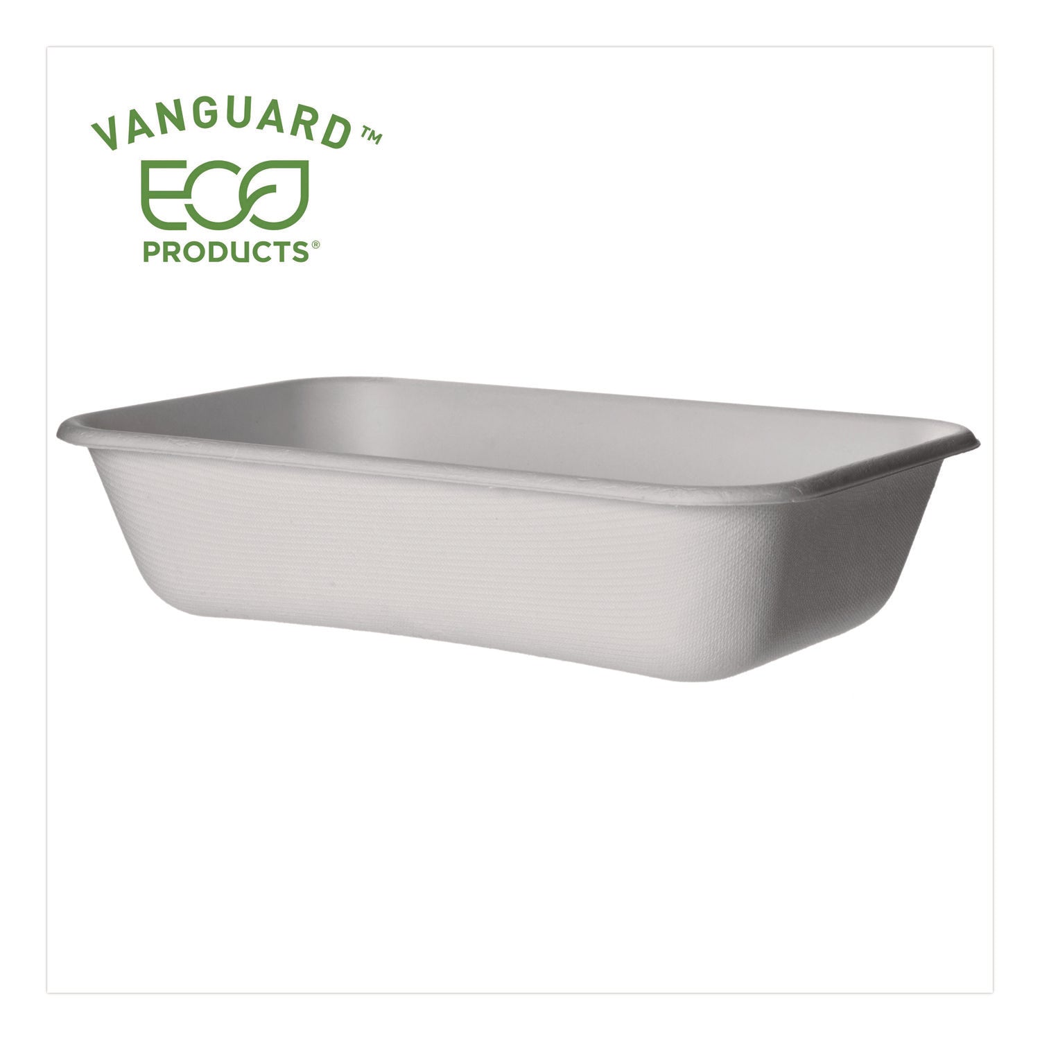 Eco-Products® WorldView Vanguard Rectangular Container, 32 oz, 4.71 x 7.01 x 1.04, White, Sugarcane Fiber, 400/Carton