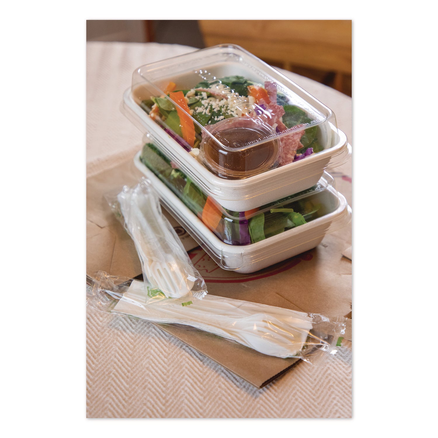 Eco-Products® WorldView Vanguard Rectangular Container, 32 oz, 4.71 x 7.01 x 1.04, White, Sugarcane Fiber, 400/Carton