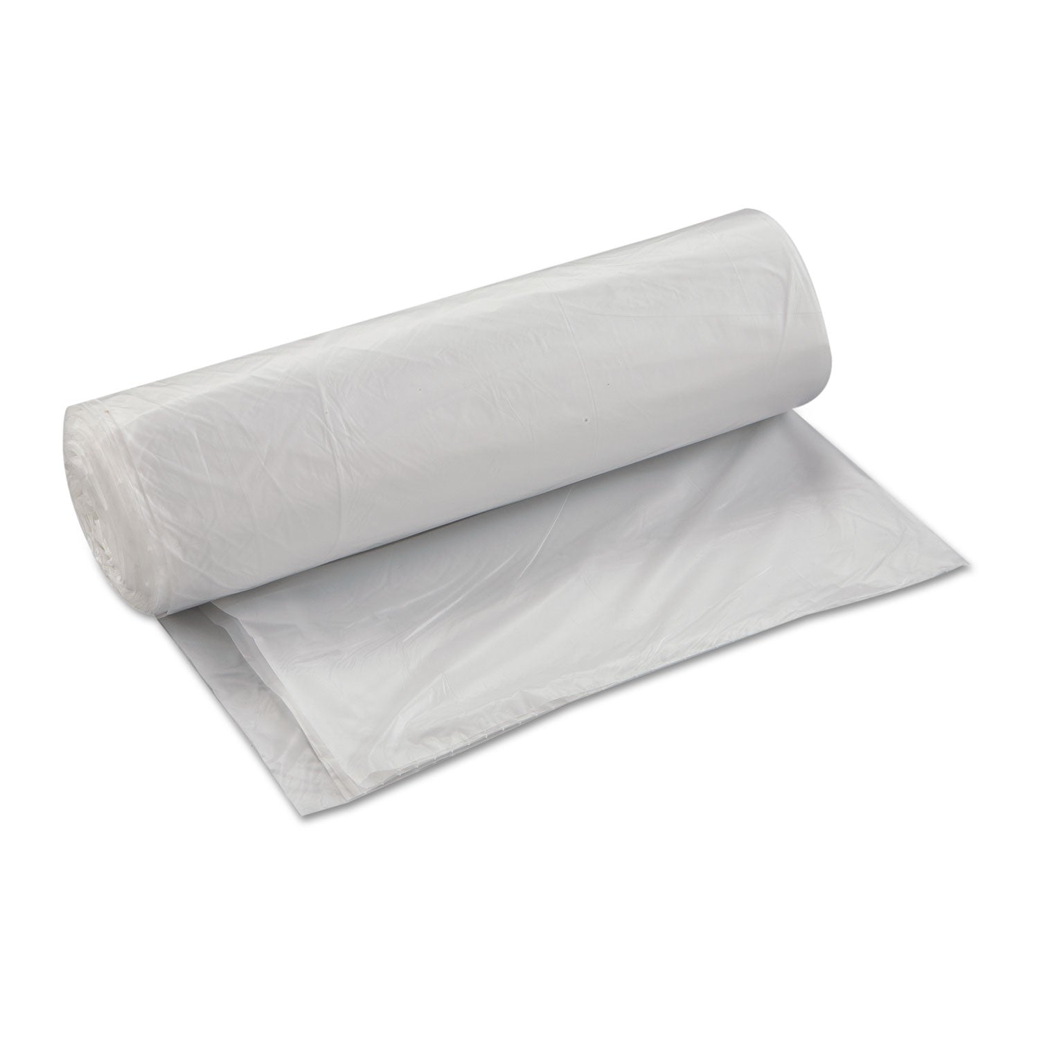 Inteplast Group High-Density Commercial Can Liners, 45 gal, 17 mic, 40" x 48", Clear, Interleaved Roll, 25 Bags/Roll, 10 Rolls/Carton