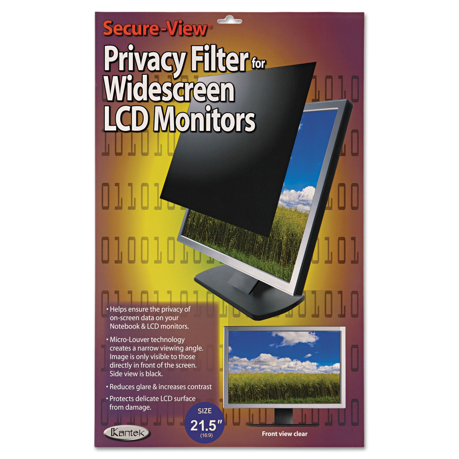 Secure View LCD Monitor Privacy Filter for 21.5" Widescreen Flat Panel Monitor, 16:9 Aspect Ratio