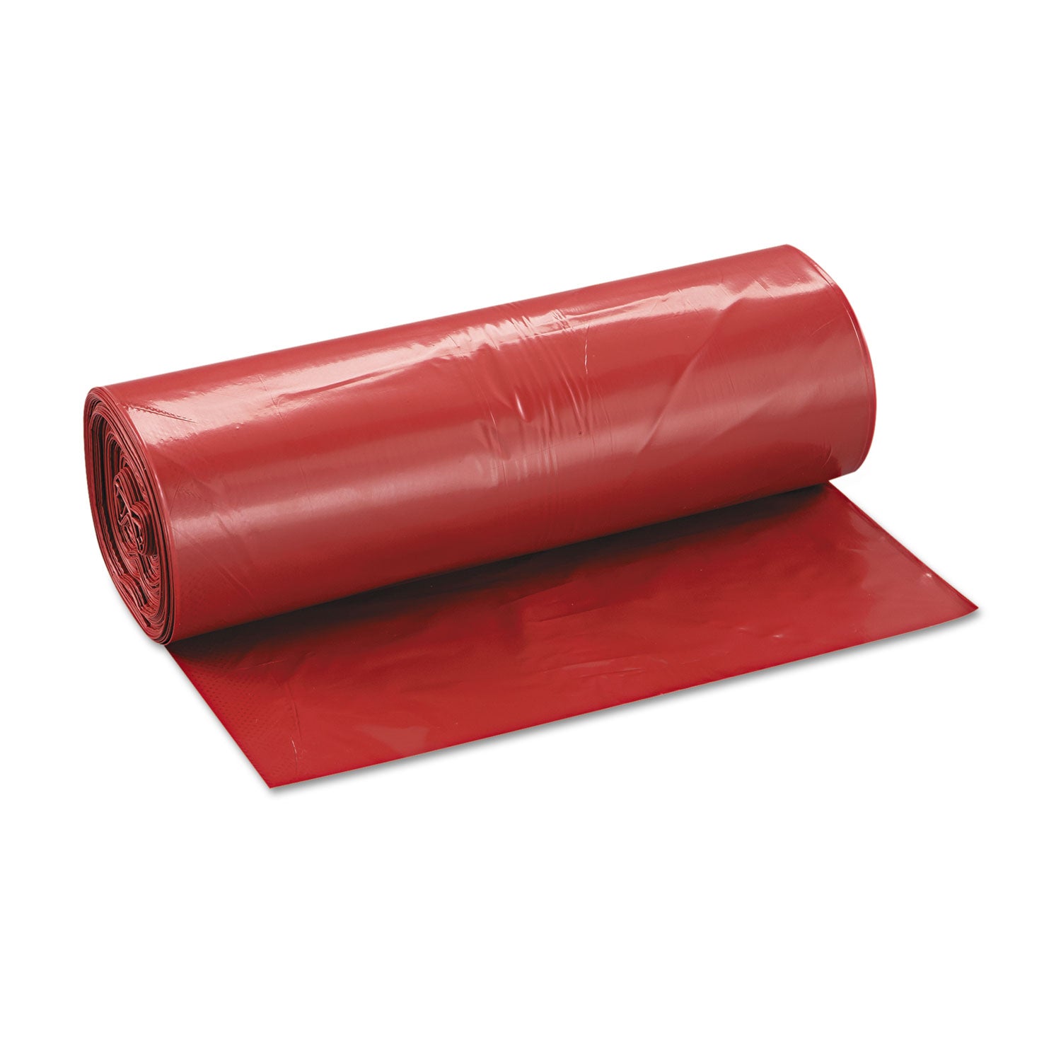 Inteplast Group Low-Density Commercial Can Liners, Infectious Waste Biohazard, 45 gal, 1.3 mil, 40" x 46", Red, Interleaved, 20/RL, 5 RL/CT