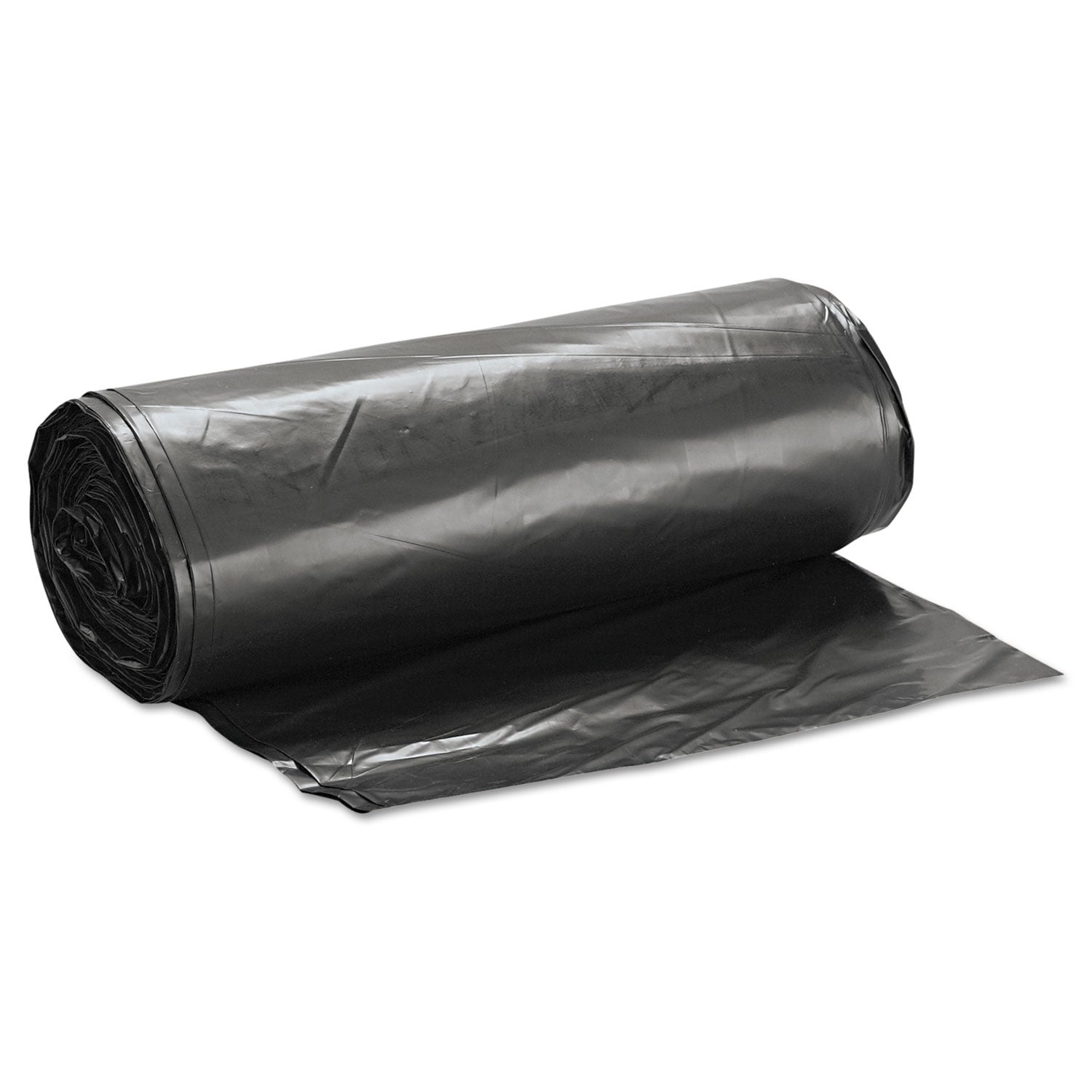 Inteplast Group Low-Density Commercial Can Liners, 60 gal, 1.4 mil, 38" x 58", Black, Interleaved Roll, 20 Bags/Roll, 5 Rolls/Carton