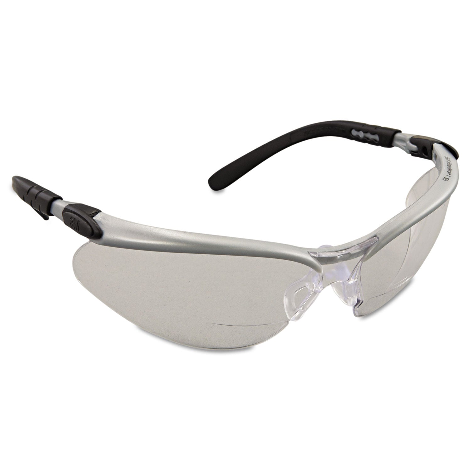 3M™ BX Molded-In Diopter Safety Glasses, 1.5+ Diopter Strength, Silver/Black Frame, Clear Lens, 20/Box