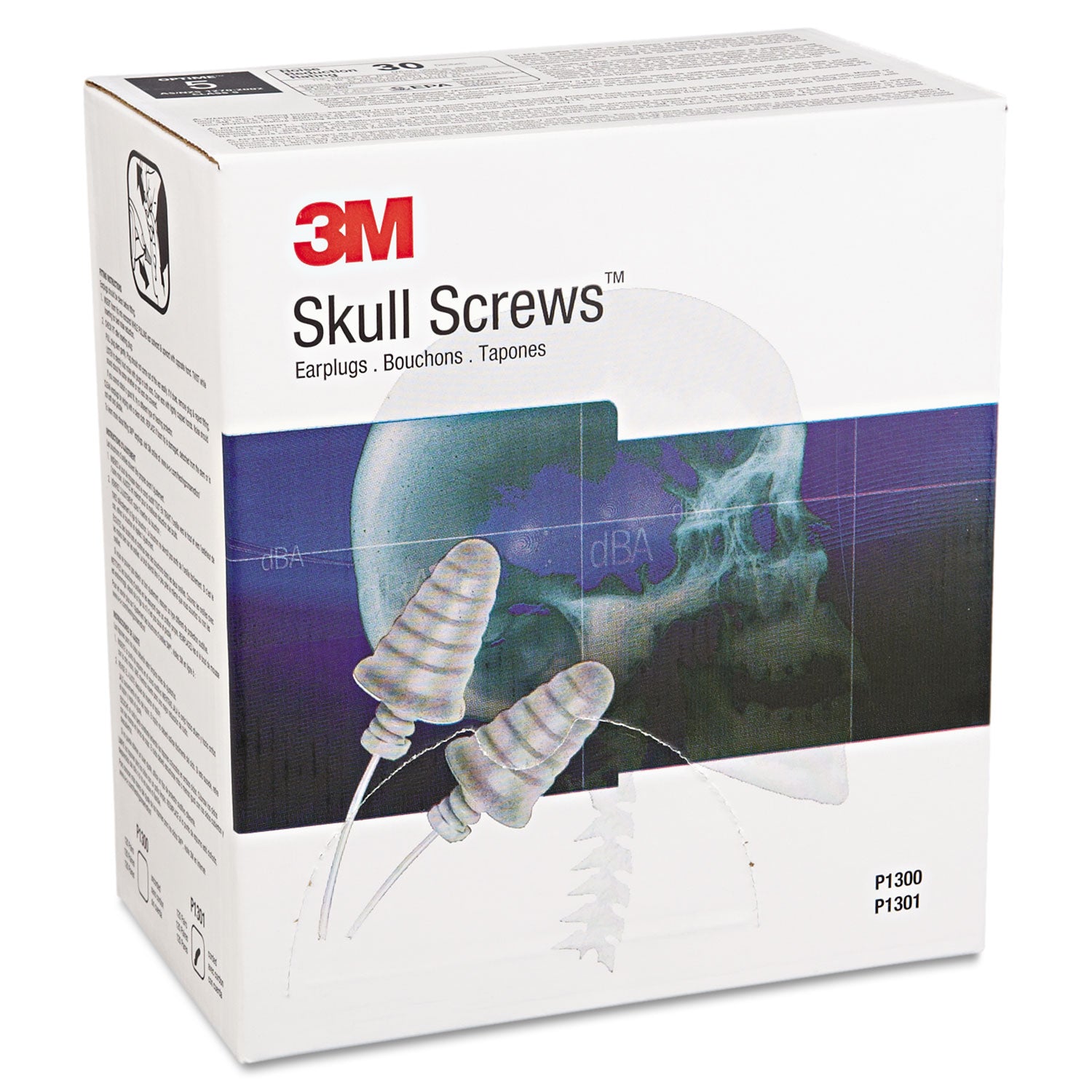 3M™ E-A-R Skull Screws Earplugs, Corded, 32 dB NRR, Gray, 120 Pairs