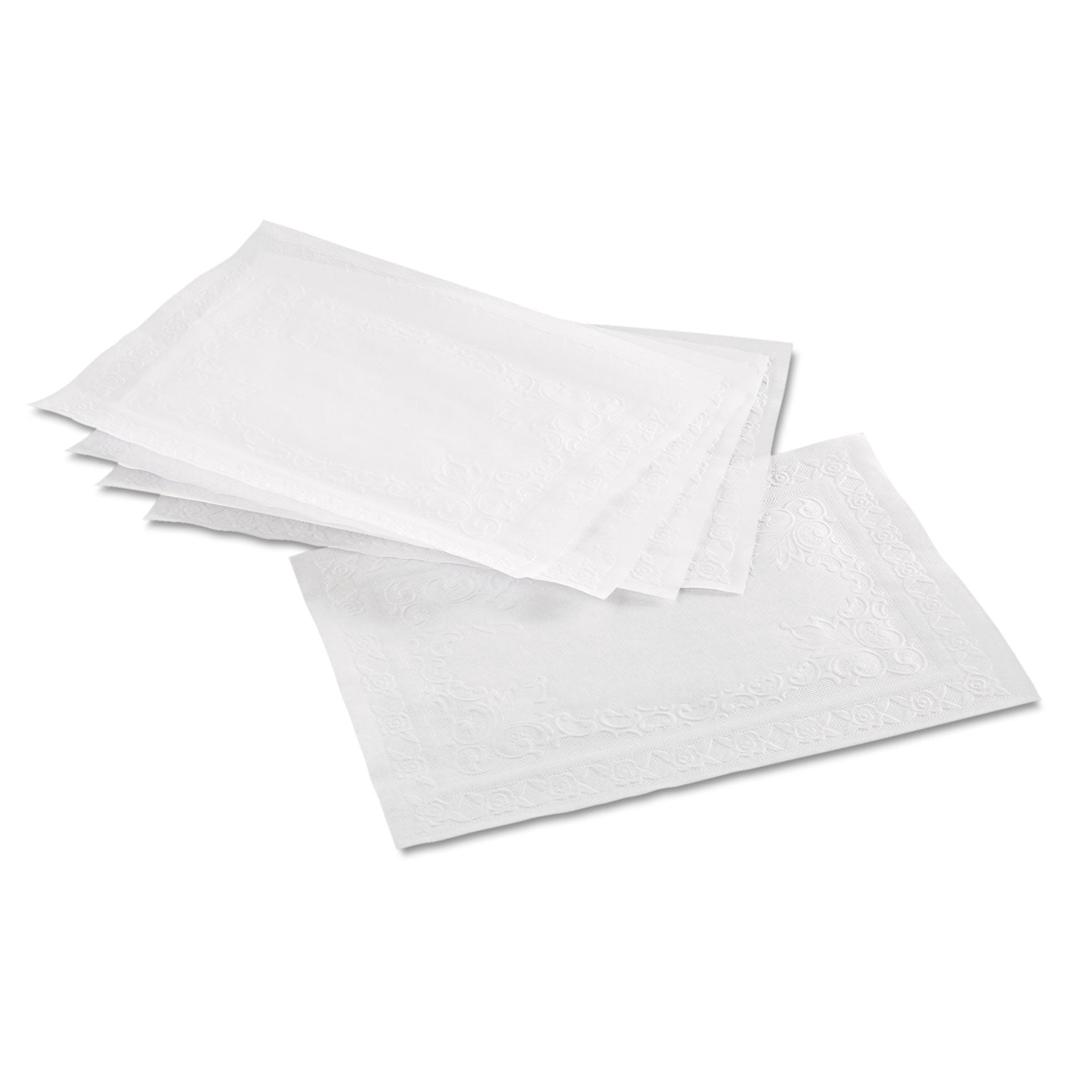 Hoffmaster® Classic Embossed Straight Edge Placemats, 10 x 14, White, 1,000/Carton