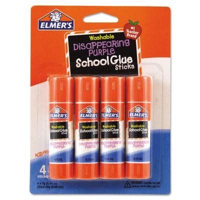 Washable School Glue Sticks, 0.24 oz, Applies Purple, Dries Clear, 4/Pack Flipcost Flipcost