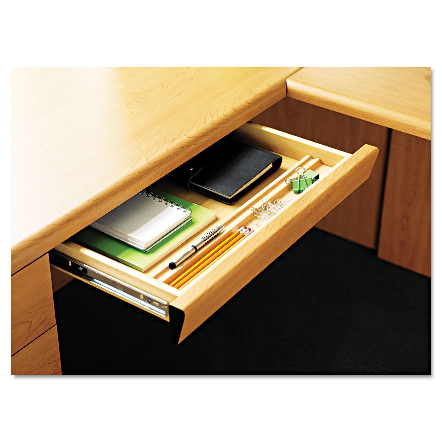 HON® Laminate Angled Center Drawer, 22w x 15.38d x 2.5h, Harvest