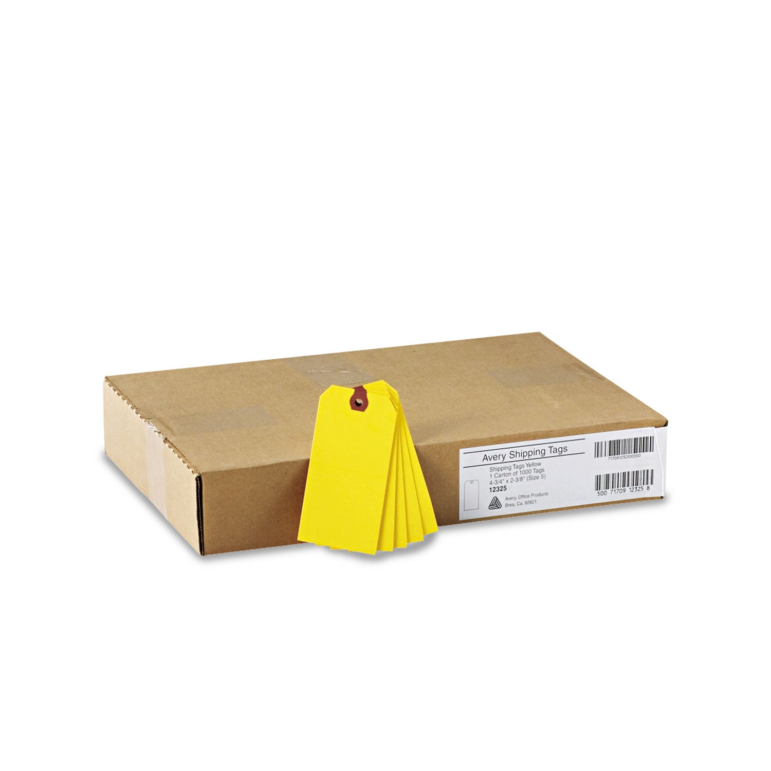 Avery® Unstrung Shipping Tags, 11.5 pt Stock, 4.75 x 2.38, Yellow, 1,000/Box