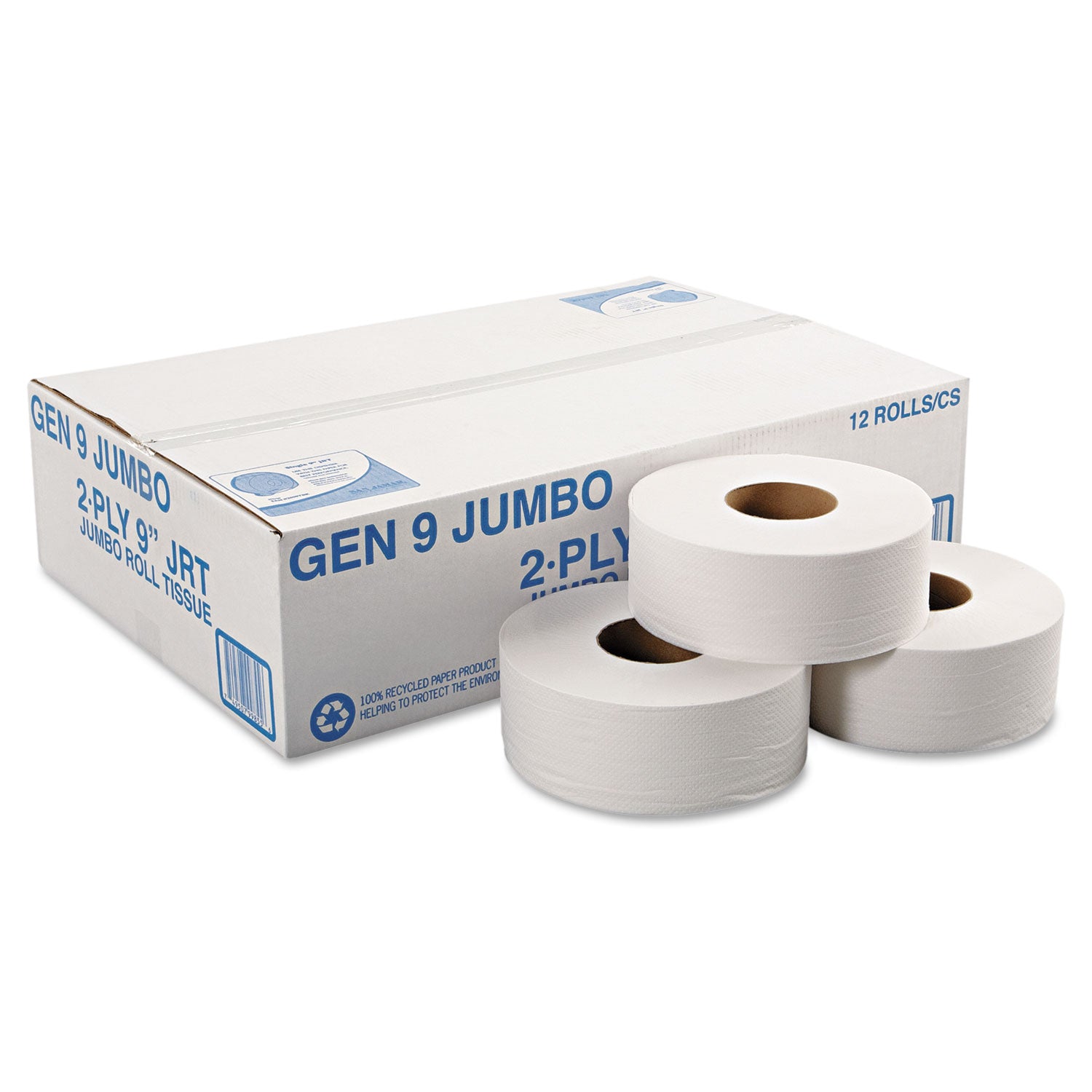 General Supply Jumbo Roll Bath Tissue, Septic Safe, 2-Ply, White, 3.3" x 700 ft, 12/Carton