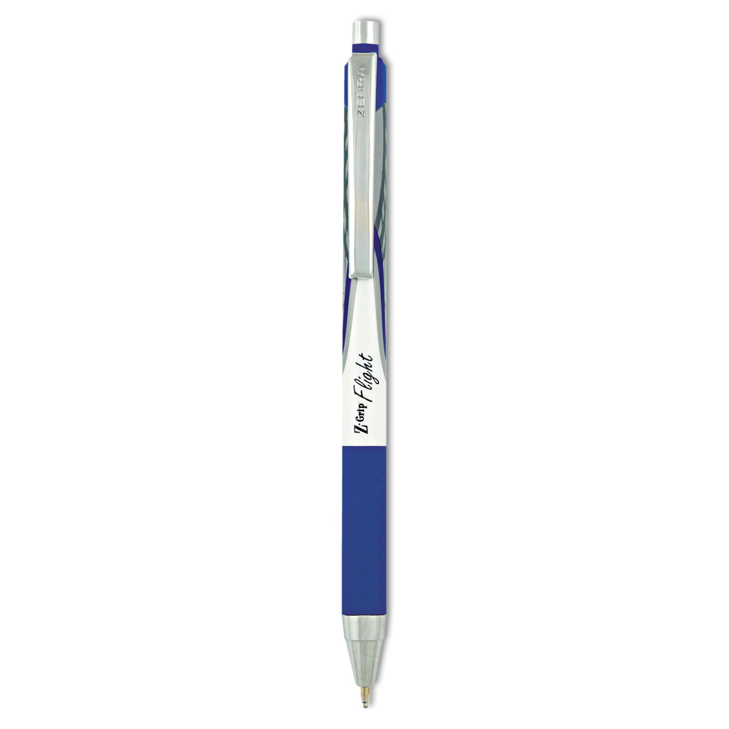 Z-Grip Flight Ballpoint Pen, Retractable, Bold 1.2 mm, Blue Ink, Black/Blue/White Barrel, 12/Pack