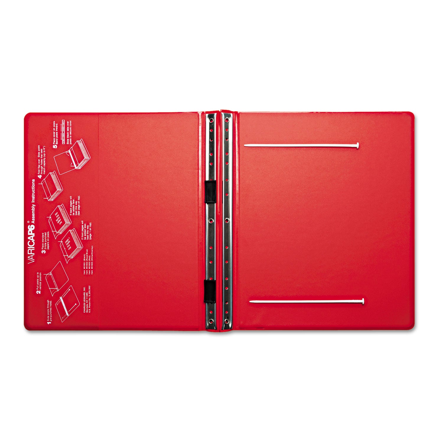 Charles Leonard® VariCap Expandable Binder, 2 Posts, 6" Capacity, 11 x 8.5, Red