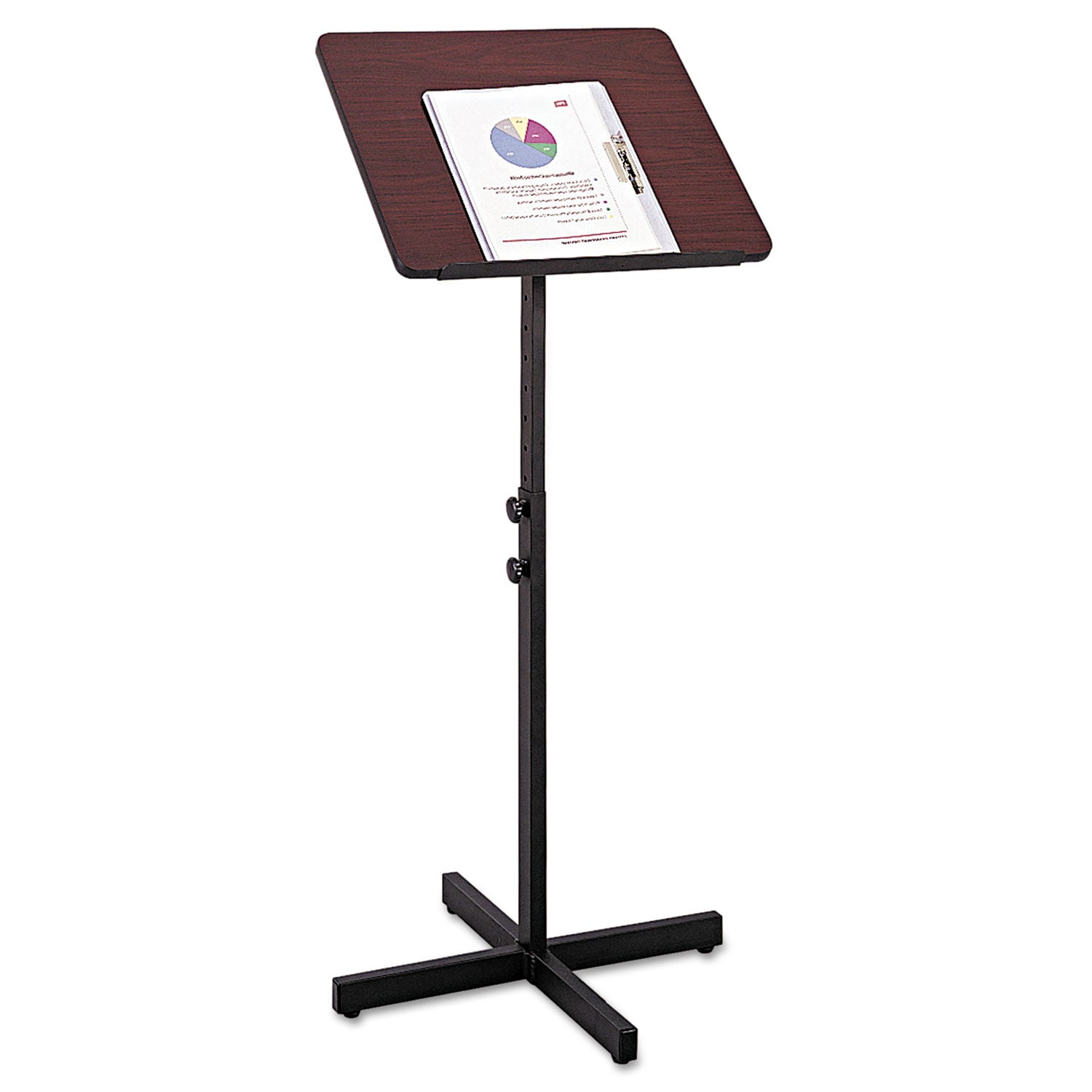 Adjustable Speaker Stand, 21 x 21 x 29.5 to 46, Mahogany/Black