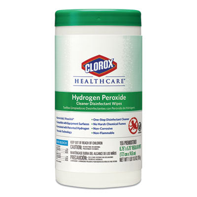 CLOROX SALES CO. Hydrogen Peroxide Cleaner Disinfectant Wipes, 5.75 x 6.75, Unscented, White, 155/Canister, 6 Canisters/Carton - Flipcost