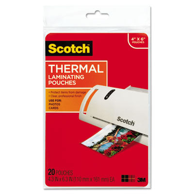 Scotch™ Laminating Pouches, 5 mil, 4.33" x 6.33", Gloss Clear, 20/Pack - Flipcost