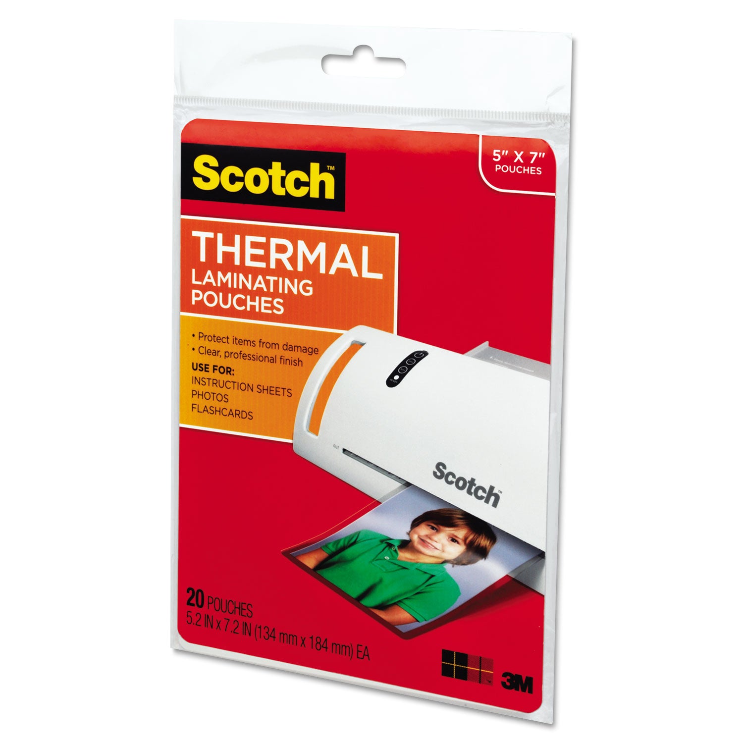 Scotch™ Laminating Pouches, 5 mil, 5" x 7", Gloss Clear, 20/Pack