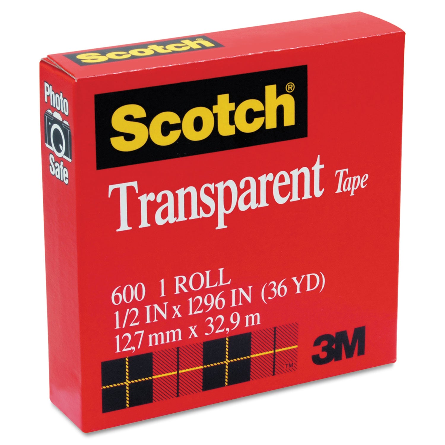 Scotch® Transparent Tape, 1" Core, 0.5" x 36 yds, Transparent