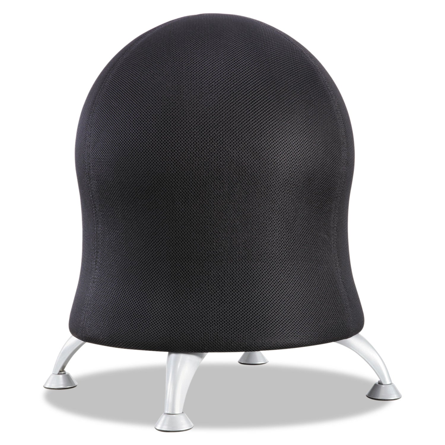 Zenergy Ball Chair, Backless, Supports Up to 250 lb, Black Fabric Seat, Silver Base