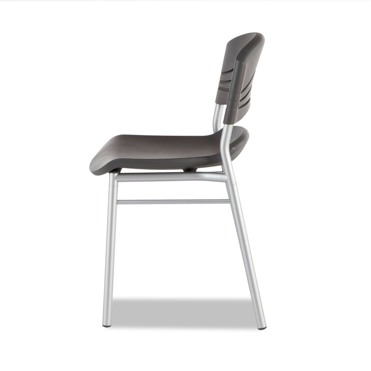 Iceberg CafeWorks Chair, Supports Up to 225 lb, 18" Seat Height, Graphite Seat/Back, Silver Base, 2/Carton