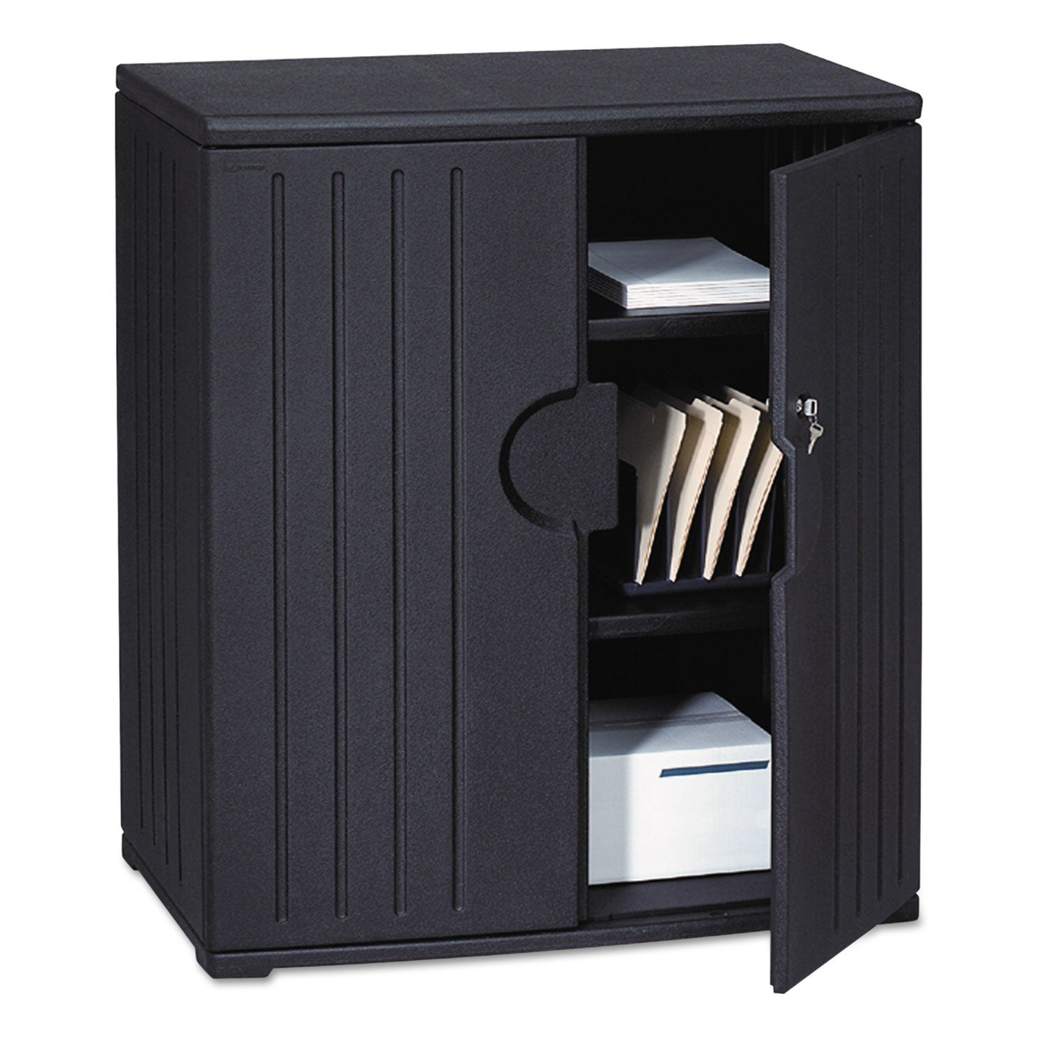 Rough n Ready Storage Cabinet, Two-Shelf, 36w x 22d x 46h, Black