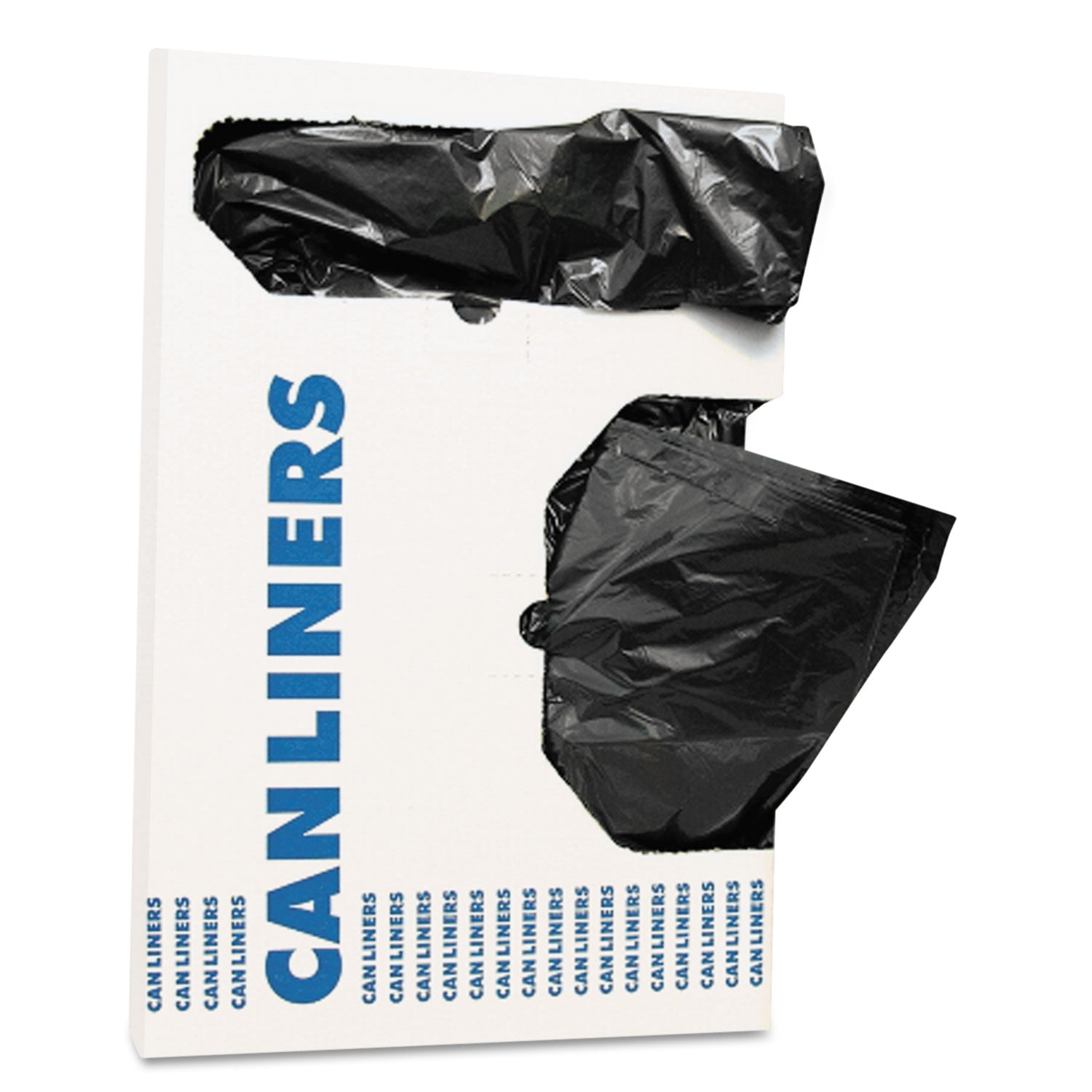 Linear Low Density Can Liners with AccuFit Sizing, 16 gal, 1 mil, 24" x 32", Black, Flat Pack, 250/Carton