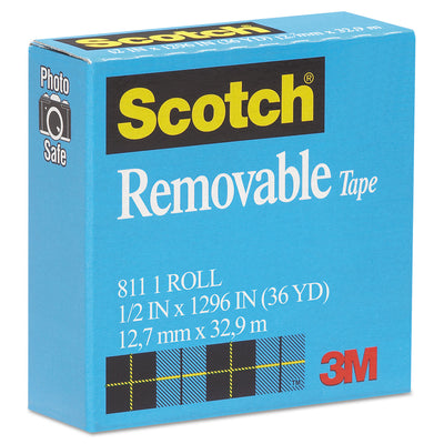 Scotch® Removable Tape, 1" Core, 0.5" x 36 yds, Transparent - Flipcost