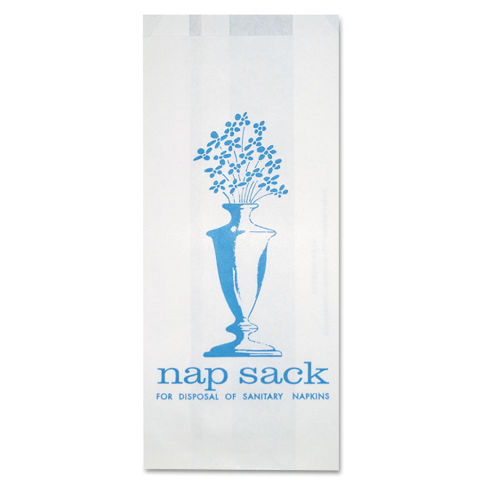 BAGCRAFT Nap Sack Sanitary Disposal Bags, 4" x 9", White, 1,000/Carton - Flipcost