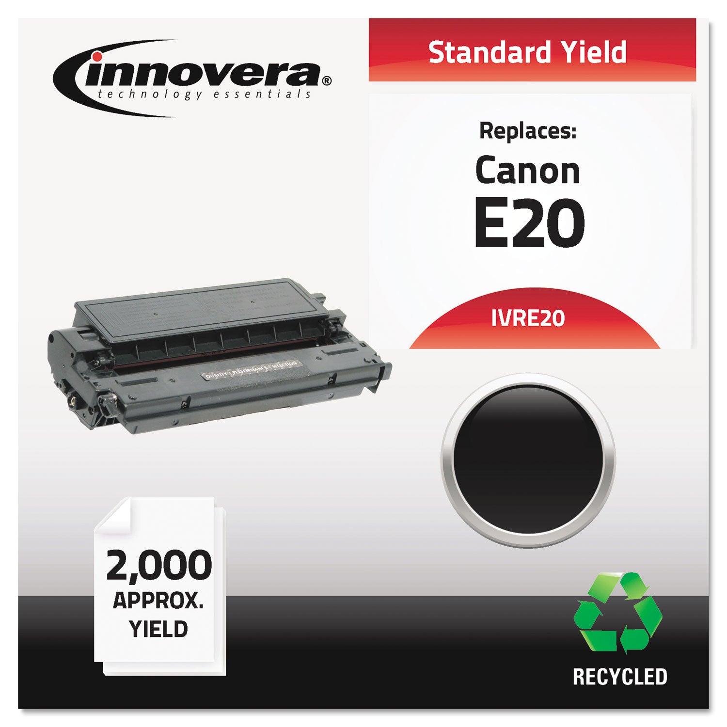 Innovera® Remanufactured Black Toner, Replacement for E20 (1492A002AA), 2,000 Page-Yield