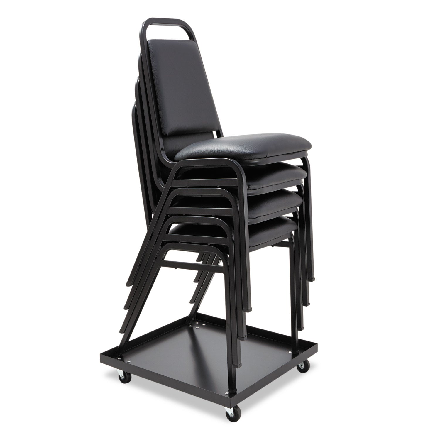 Alera® Stacking Chair Dolly, Metal, 320 lb Capacity, 22.44" x 22.44" x 3.93", Black