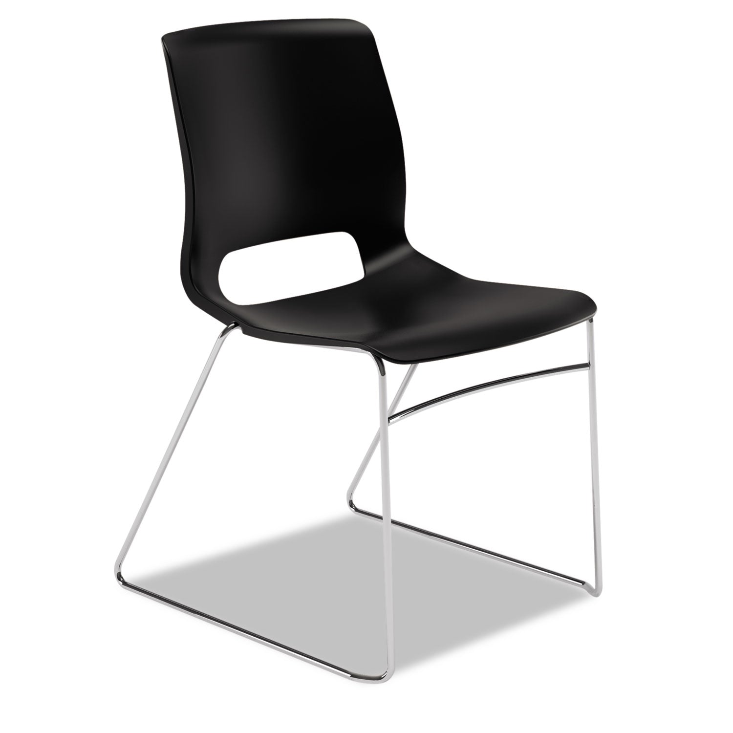 Motivate High-Density Stacking Chair, Supports Up to 300 lb, 17.75" Seat Height, Onyx Seat, Black Back, Chrome Base, 4/Carton