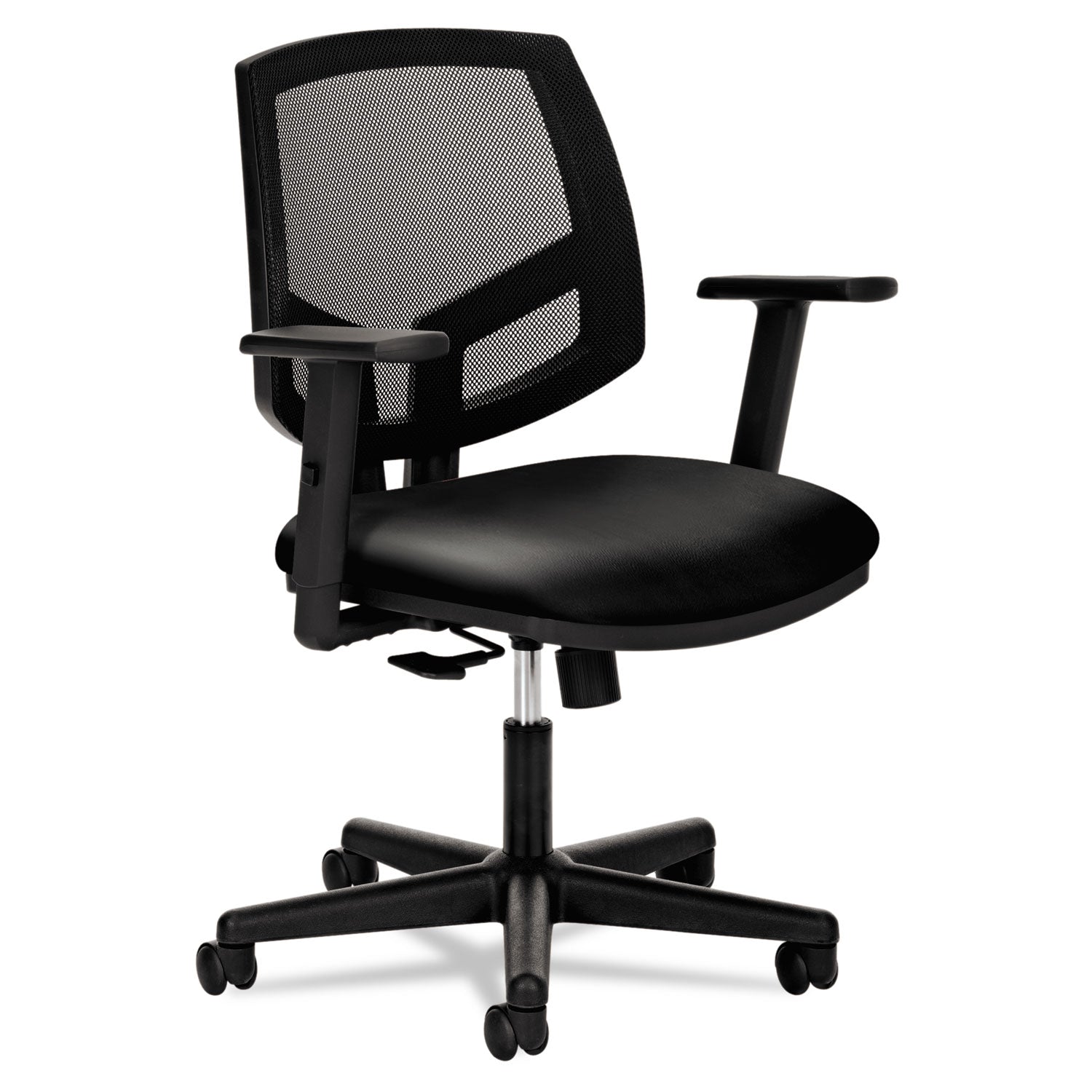 HON® Volt Series Mesh Back Leather Task Chair with Synchro-Tilt, Supports Up to 250 lb, 18.13" to 22.38" Seat Height, Black