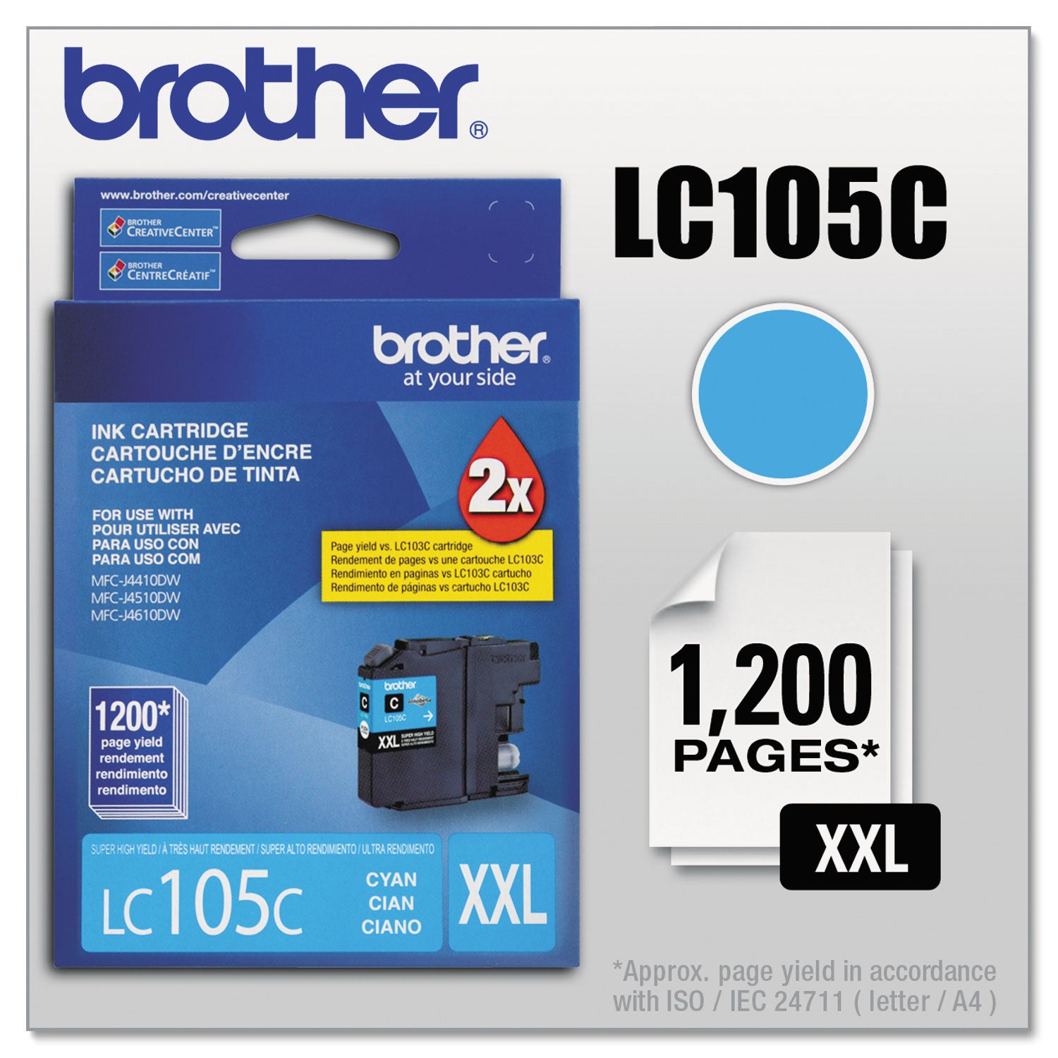 Brother LC105C Innobella Super High-Yield Ink, 1,200 Page-Yield, Cyan