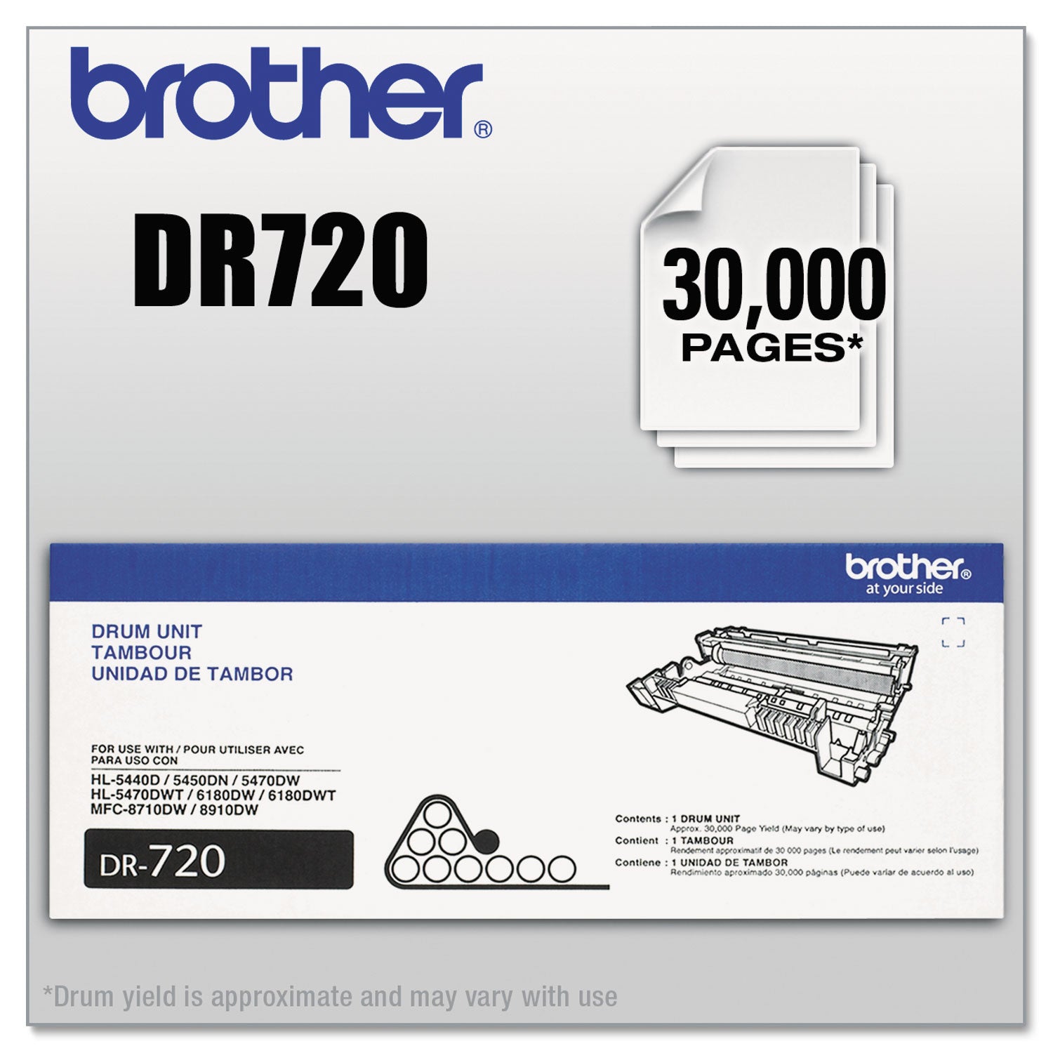 Brother Dr720 Drum Unit, 30,000 Page-Yield, Black